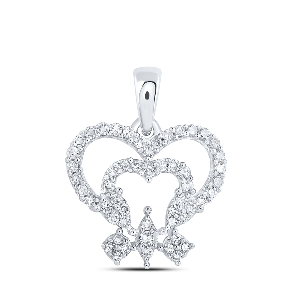 10kt White Gold 1/5 Cttw - Diamond Heart Pendant