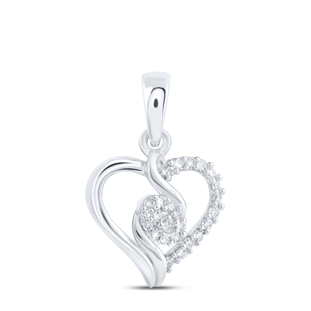 10kt White Gold 1/10 Cttw - Diamond Heart Pendant