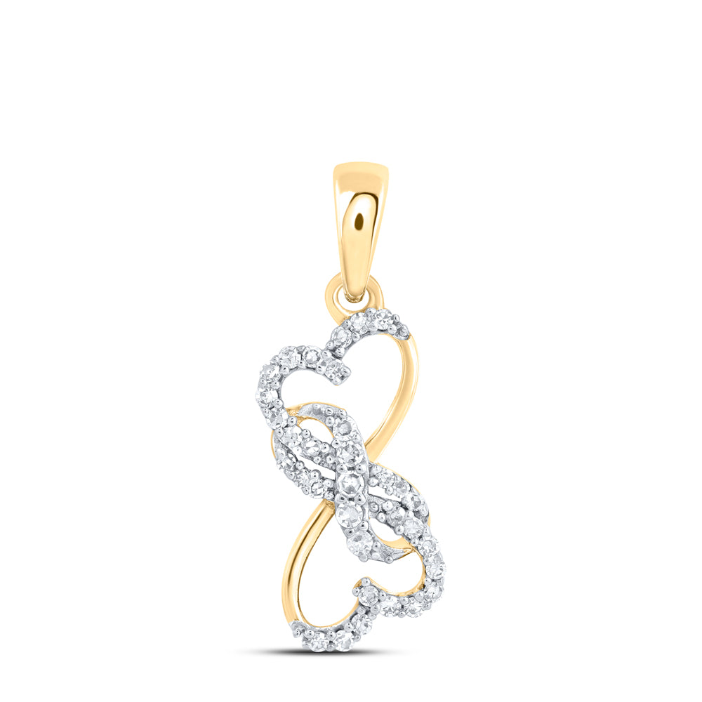 10kt Yellow Gold 1/10 Cttw - Diamond Infinity Heart Pendant