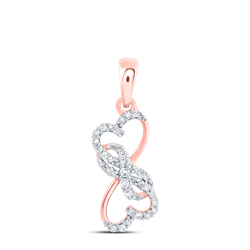 10kt Rose Gold 1/10 Cttw - Diamond Infinity Heart Pendant