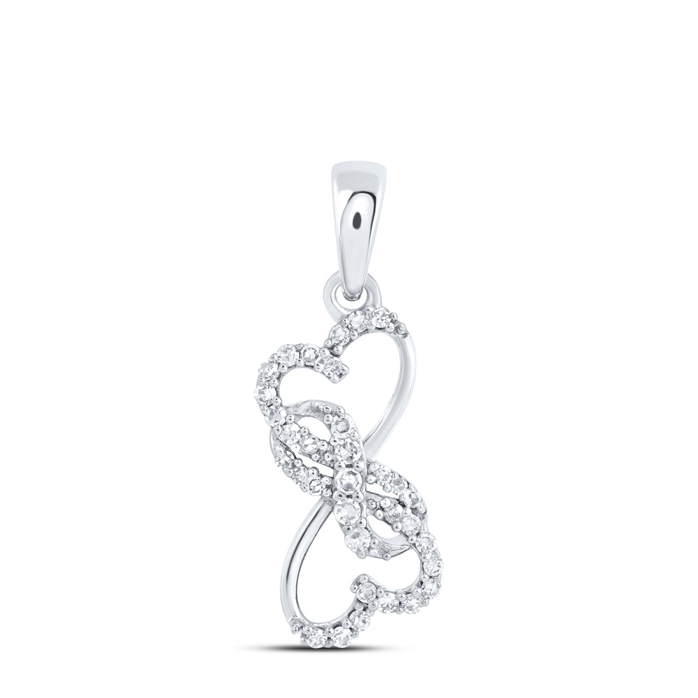 10kt White Gold 1/10 Cttw - Diamond Infinity Heart Pendant