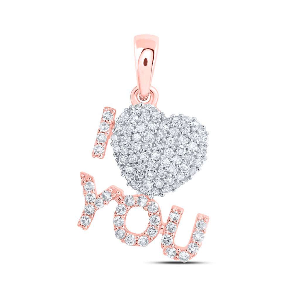 10kt Yellow Or White Or Rose Gold - Diamond "i Love You" Heart Pendant