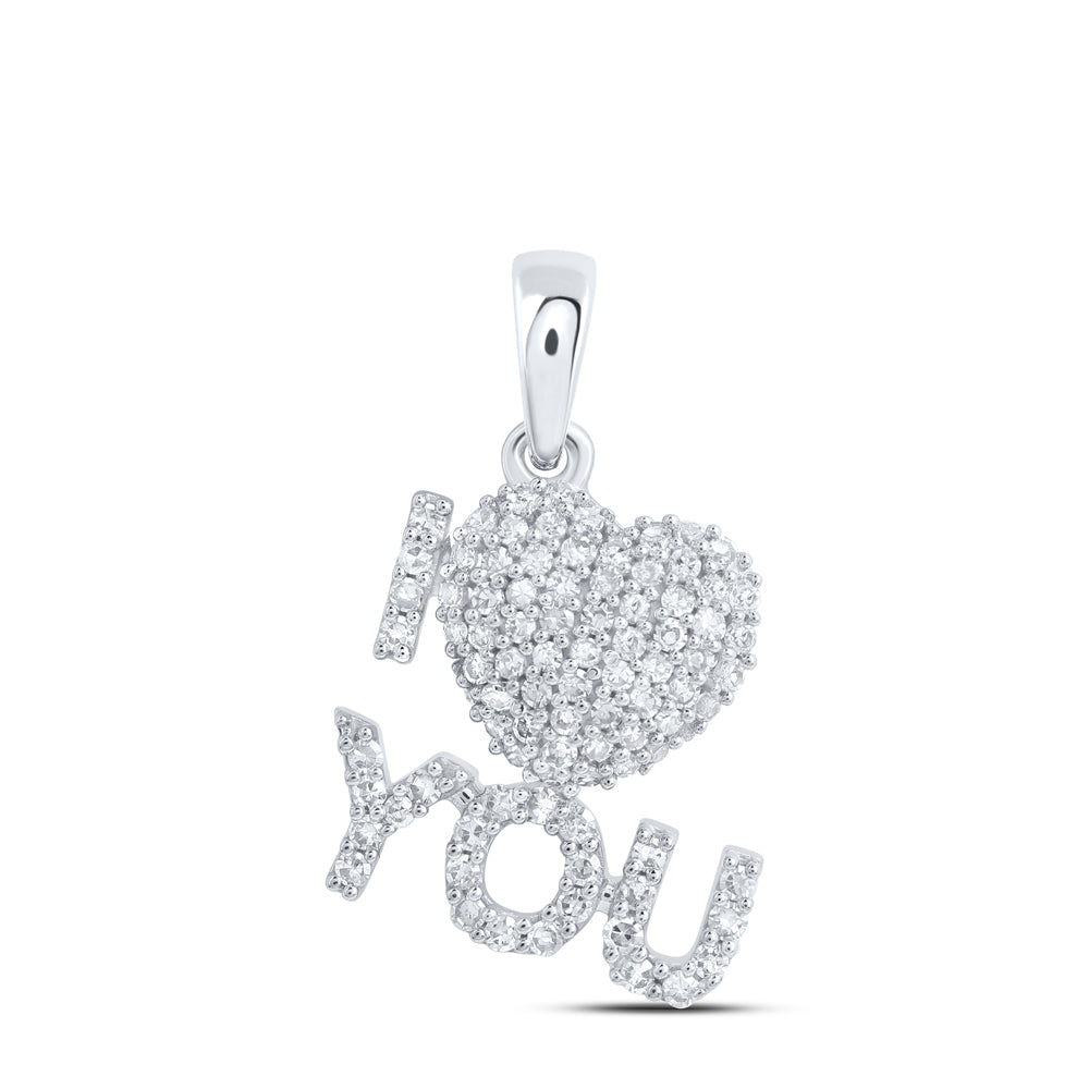 10kt Yellow Or White Or Rose Gold - Diamond "i Love You" Heart Pendant