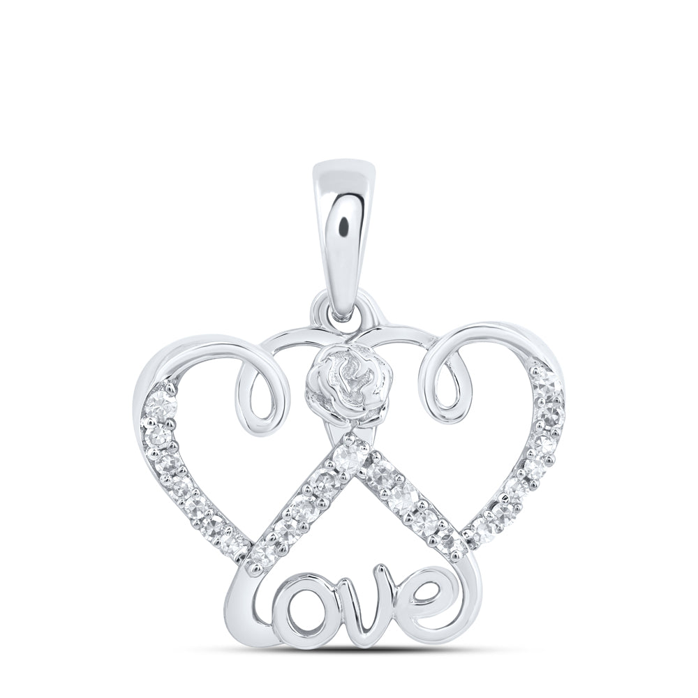 10kt Rose Or White Gold - Diamond "love" Heart Pendant