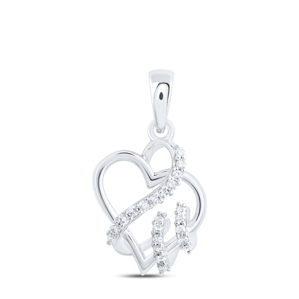 10kt White Gold 1/12 Cttw - Diamond Heart Pendant
