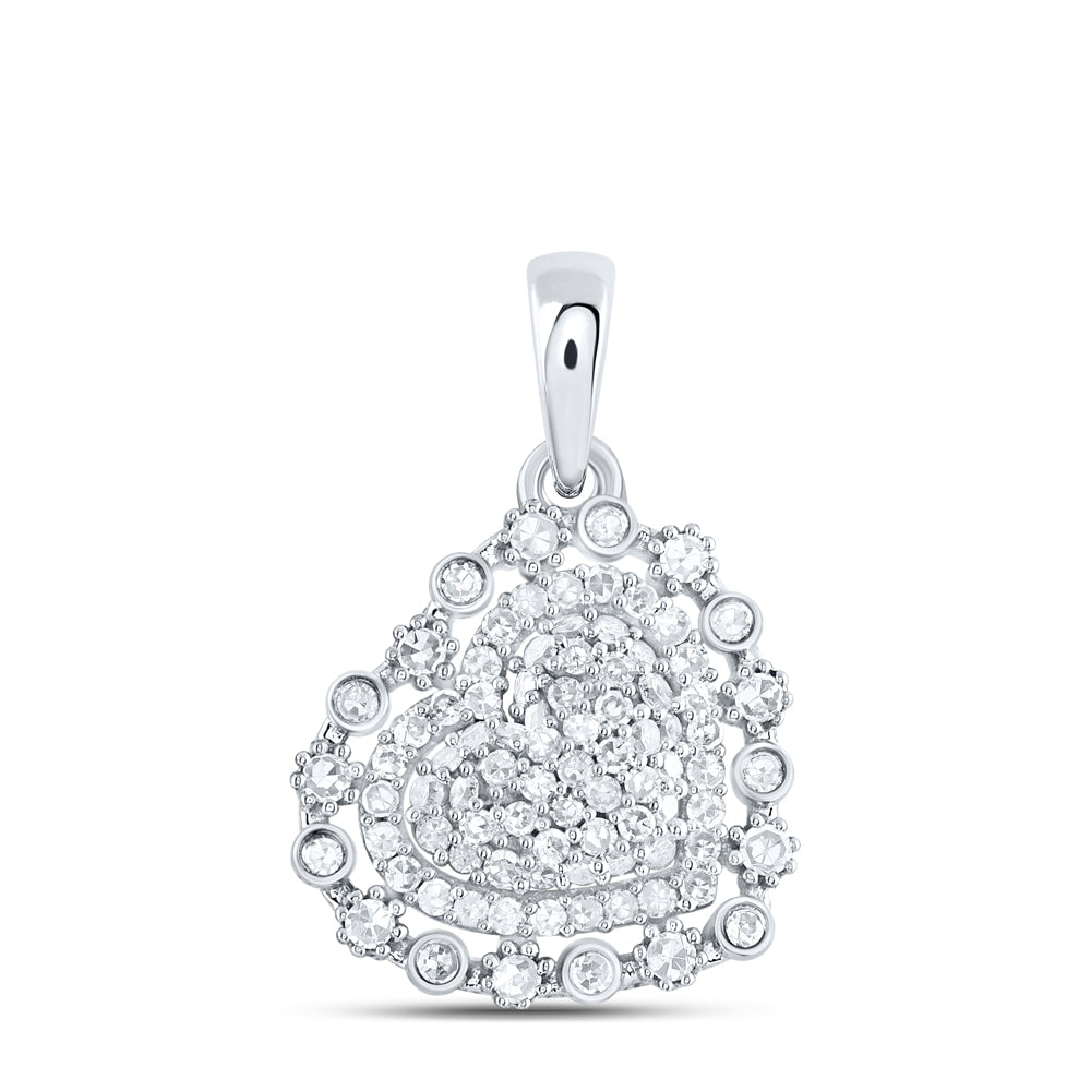 10kt White Gold 1/3 Cttw - Diamond Heart Pendant