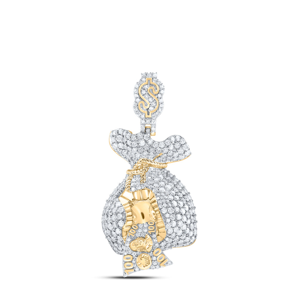 10kt Yellow Gold 3 1/2 Cttw Diamond Money Bag Mens Charm
