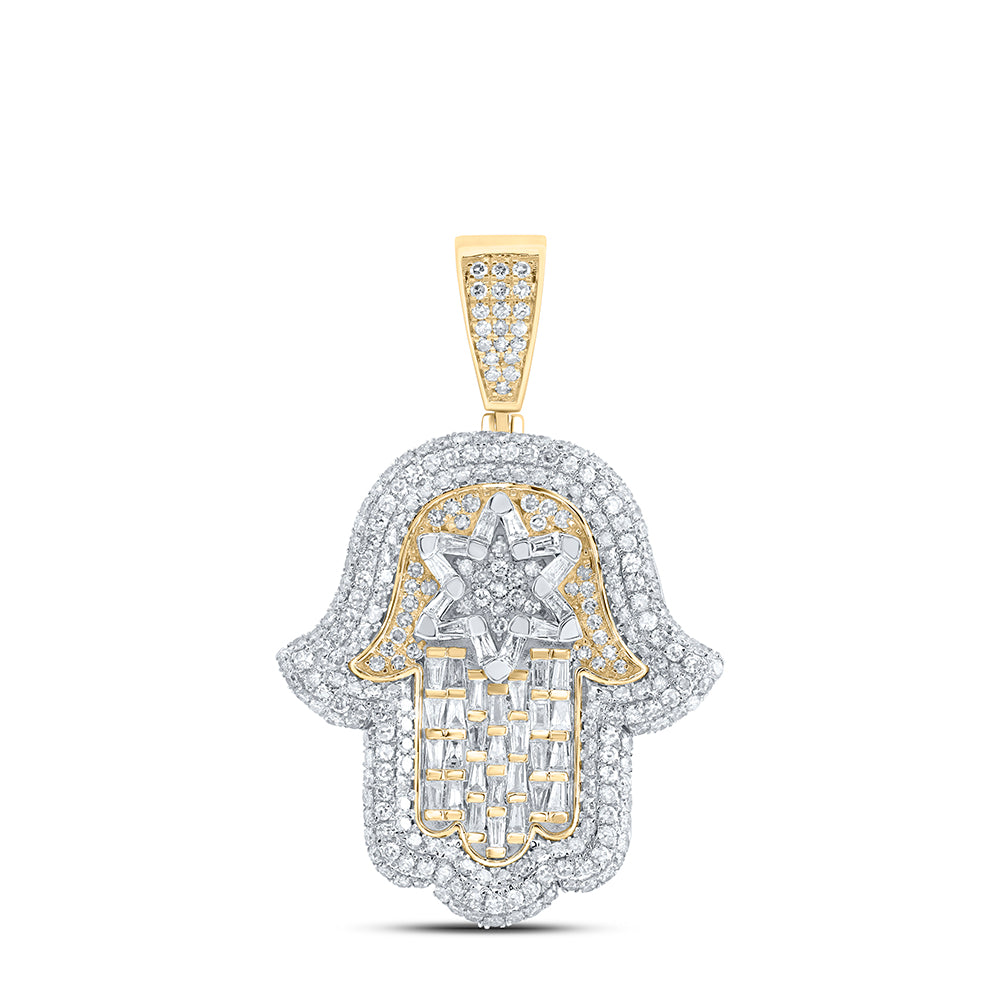 10kt Yellow Gold 2 5/8 Cttw Diamond Hamza Mens Charm