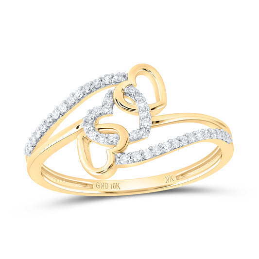 10kt Yellow Gold 1/6 Cttw Diamond Heart Wedding Engagement Anniversary Ring, Women Size: 5-9