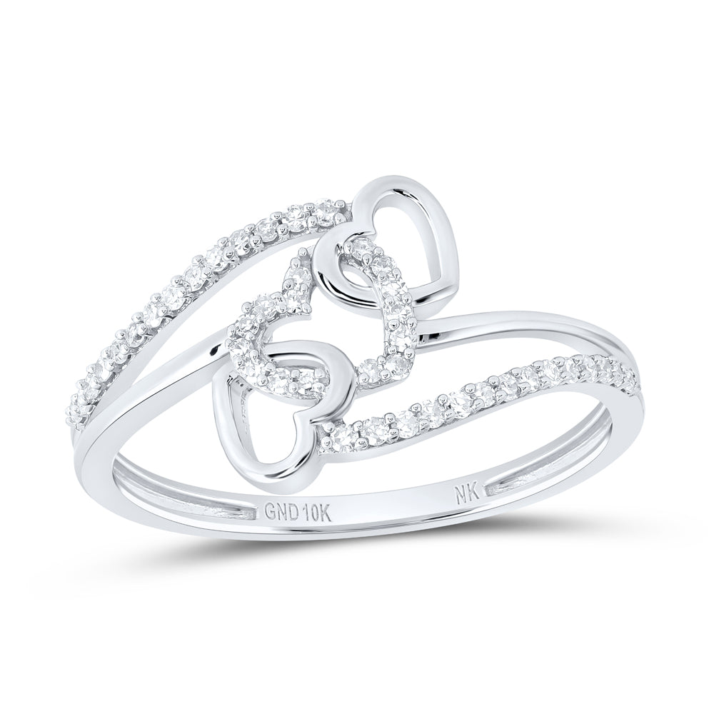 10kt White Gold 1/6 Cttw Diamond Heart Wedding Engagement Anniversary Ring, Women Size: 5-9
