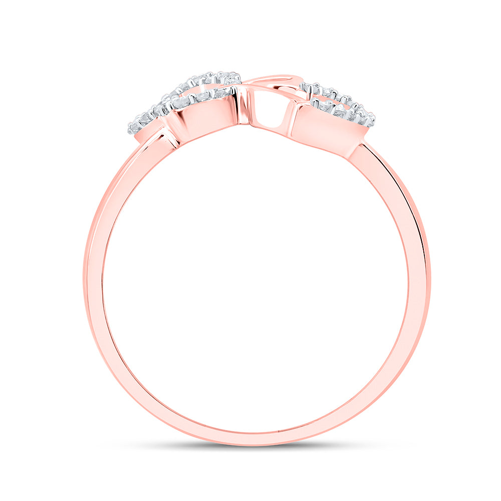 10kt Rose Gold 1/10 Cttw Diamond Butterfly Heart Wedding Engagement Anniversary Ring, Women Size: 5-9