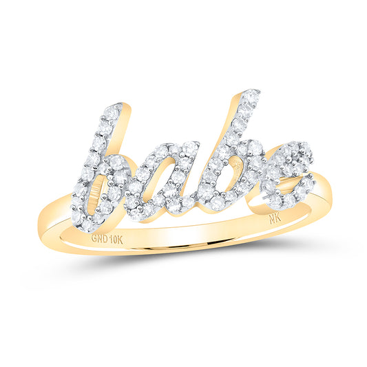 10kt Yellow Gold 1/4 Cttw Diamond Babe Wedding Engagement Anniversary Ring, Women Size: 5-9