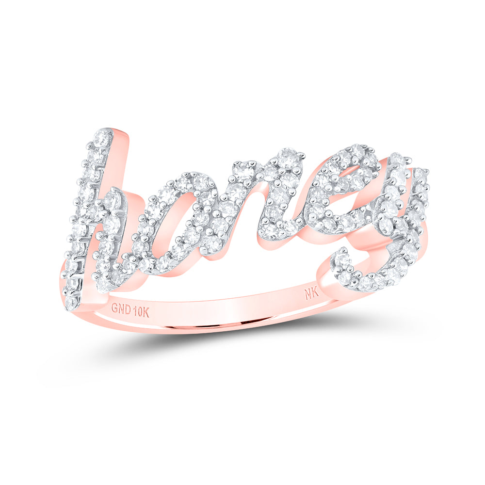 10kt Rose Gold 1/4 Cttw Diamond Honey Wedding Engagement Anniversary Ring, Women Size: 5-9