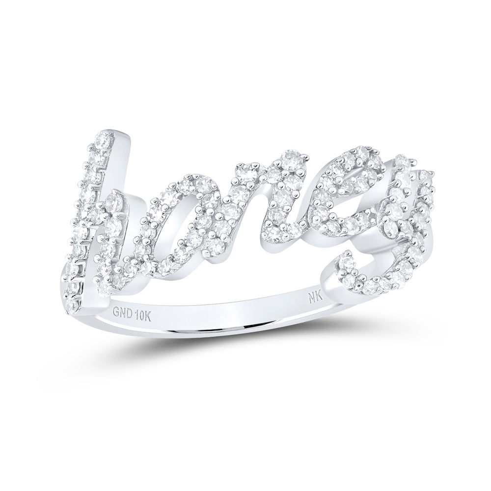 10kt White Gold 1/4 Cttw Diamond Honey Wedding Engagement Anniversary Ring, Women Size: 5-9