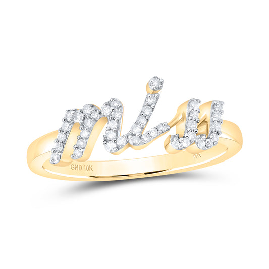 10kt Yellow Gold 1/6 Cttw Diamond Miss Wedding Engagement Anniversary Ring, Women Size: 5-9