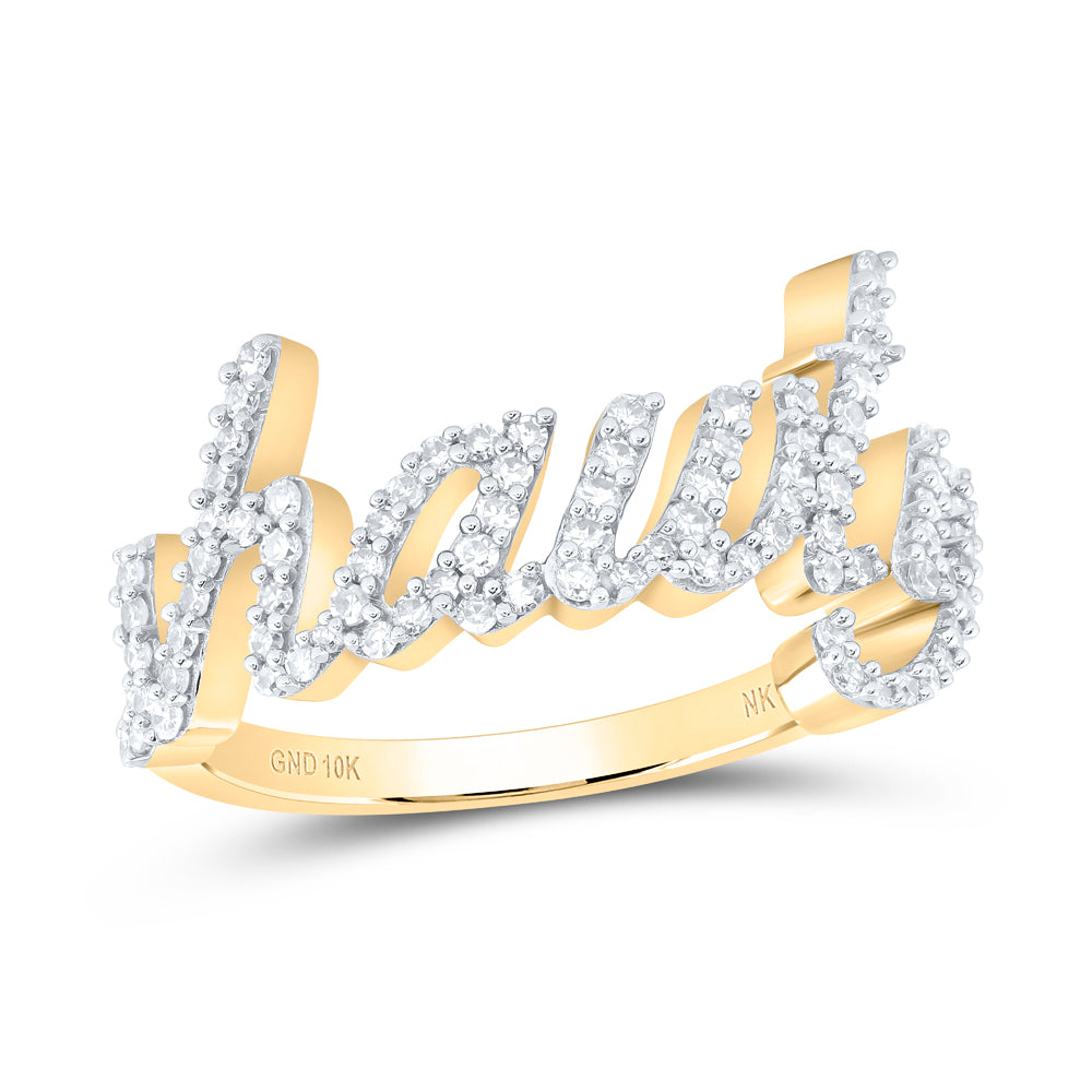 10kt Yellow Gold 3/8 Cttw Diamond Shawty Wedding Engagement Anniversary Ring, Women Size: 5-9