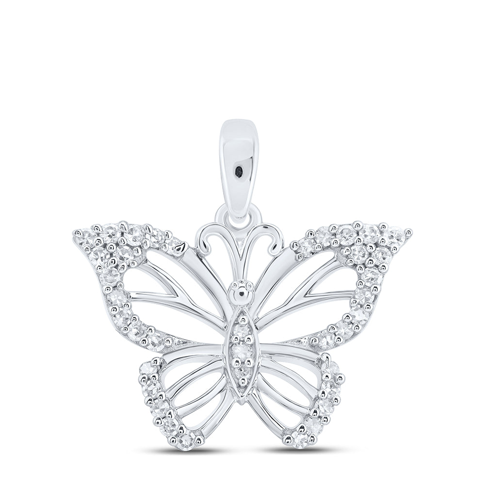 10kt White Gold 1/5 Cttw Diamond Butterfly Pendant