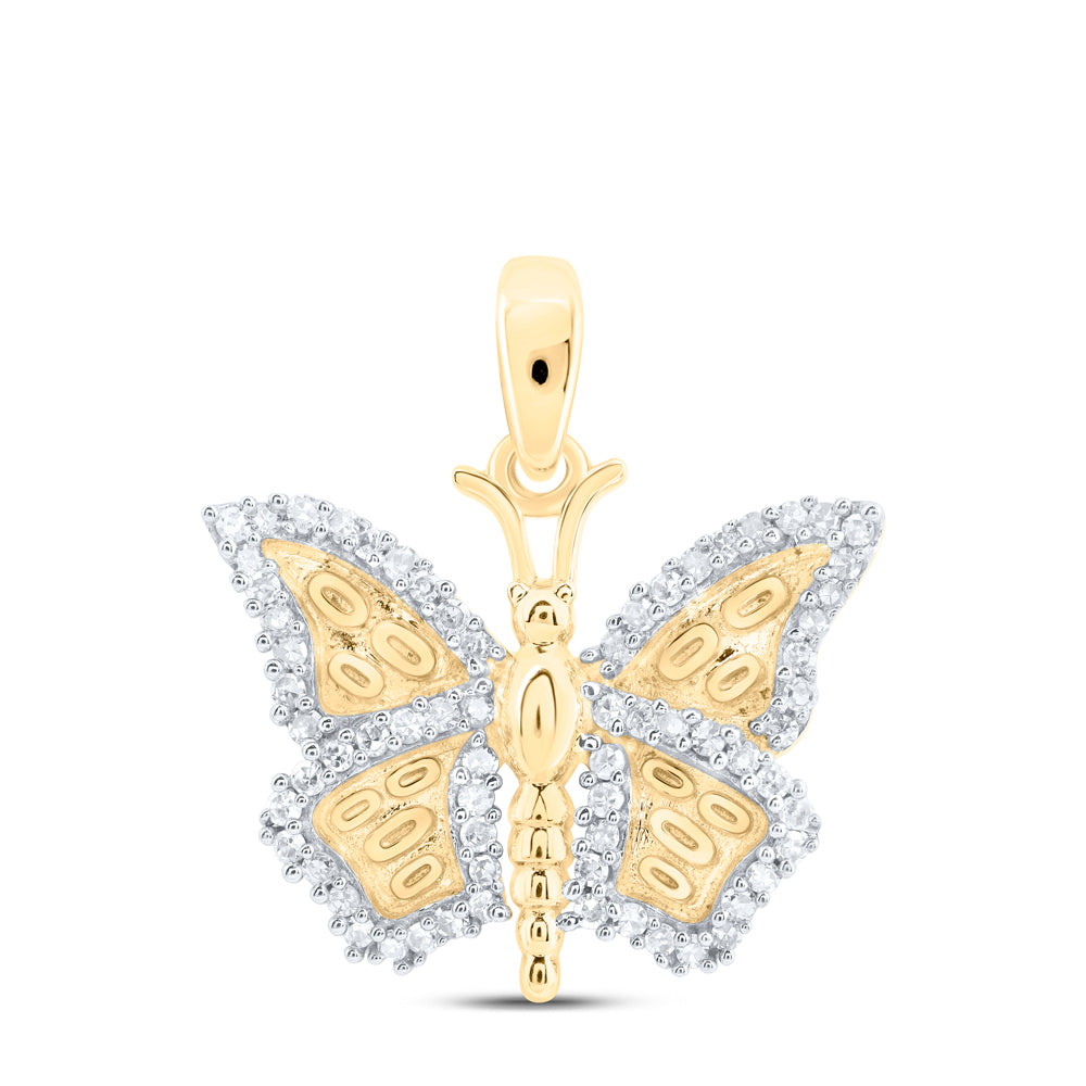 10kt Yellow Gold 1/5 Cttw Diamond Butterfly Pendant