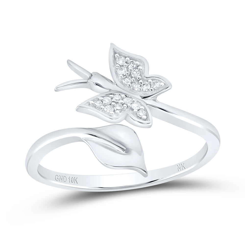 10K Rose Gold 1/20Ctw Natural Diamond Gift Butterfly Ring