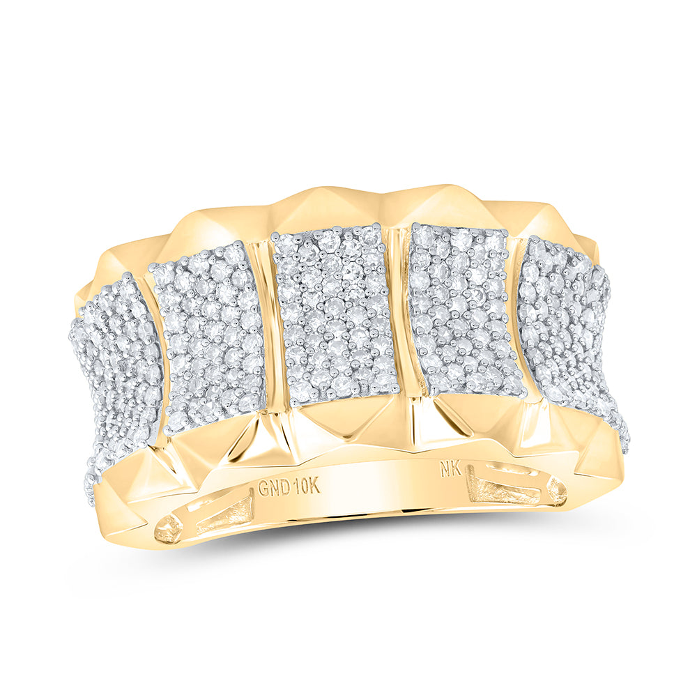 10kt Yellow Gold 1 3/8 Cttw Diamond Mens Band, Men Size: 8-12