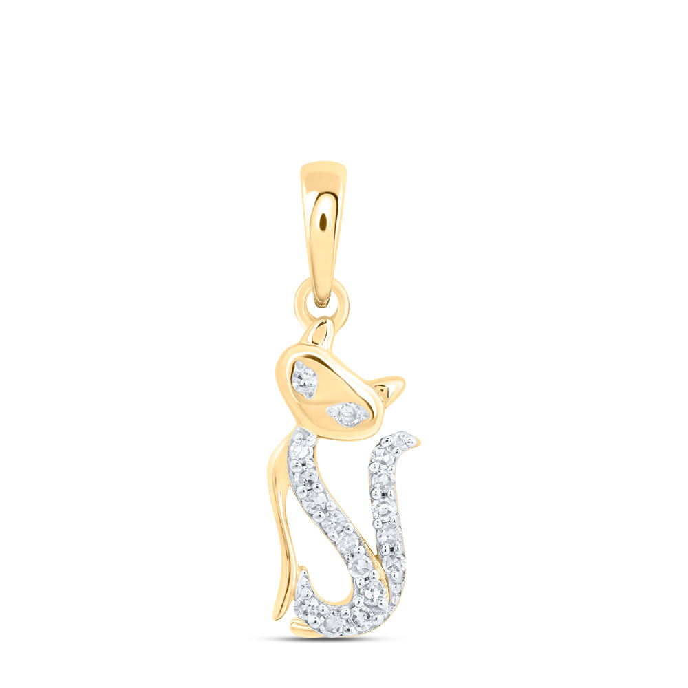 10kt Yellow Gold 1/12 Cttw Diamond Cat Pendant