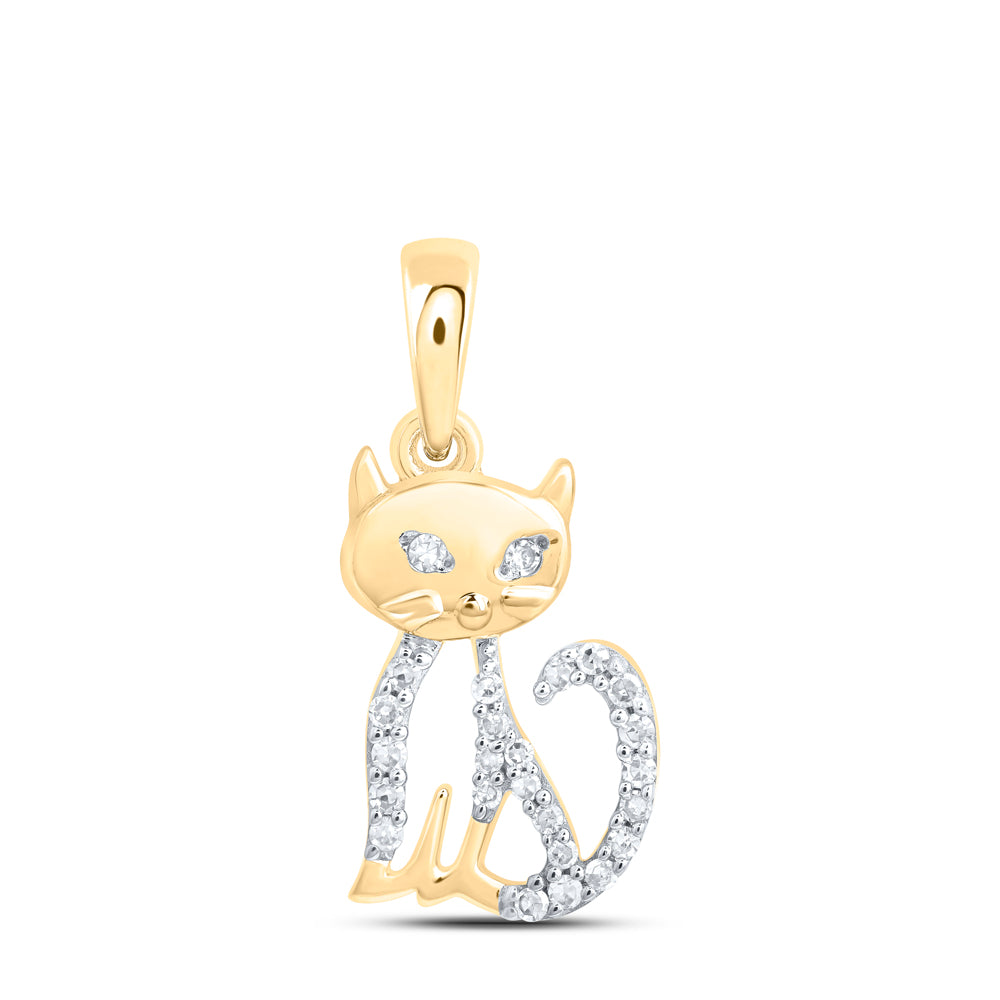 10kt Yellow Gold 1/12 Cttw Diamond Cat Pendant