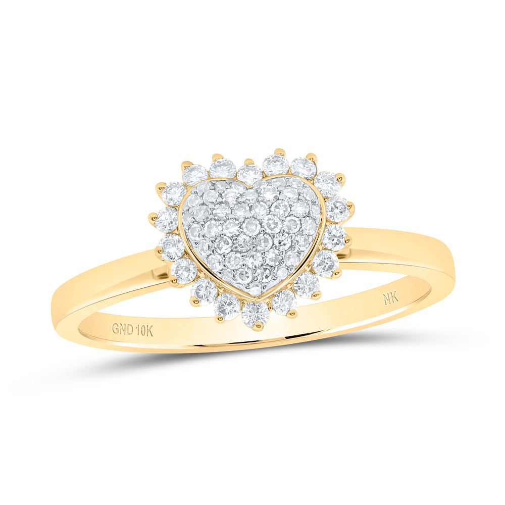 10kt Yellow Gold 1/3 Cttw Diamond Fashion Heart Wedding Engagement Anniversary Ring, Women Size: 5-9