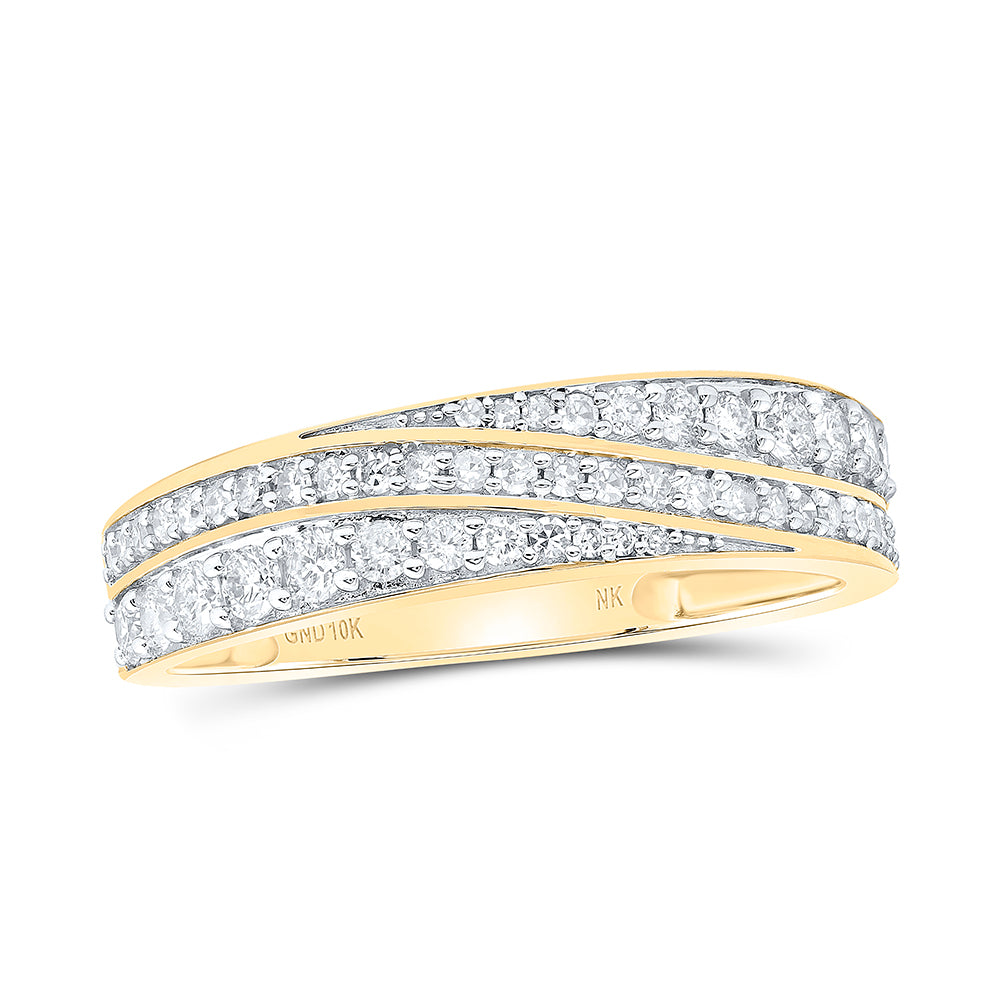 10kt Yellow Gold His & Hers 1 5/8 Cttw Diamond Bridal Wedding Ring Band Set, Women Size: 5-9, Men Size: 8-12