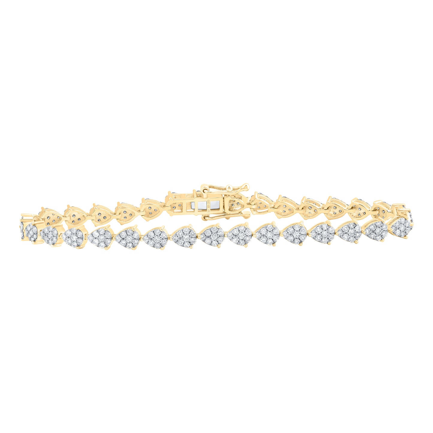 10kt Yellow Gold 2 Cttw Diamond Pear Shape Fashion Bracelet, Length: 7 Inch