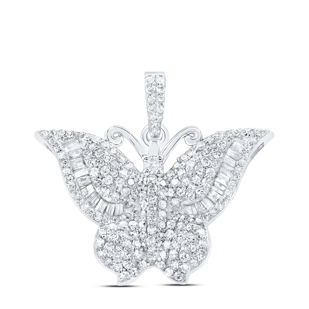 10kt White Gold 3/4 Cttw Diamond Butterfly Fashion Pendant