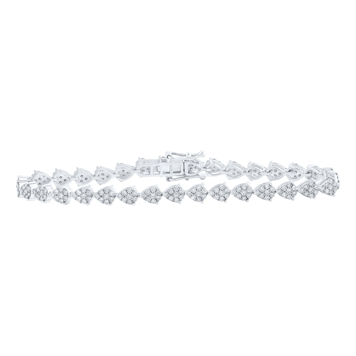 10kt White Gold 2 Cttw Diamond Pear Shape Fashion Bracelet, Length: 7 Inch