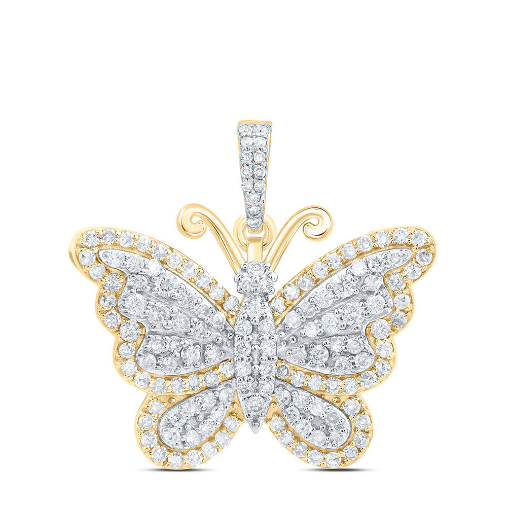 10kt Yellow Gold 3/4 Cttw Diamond Butterfly Fashion Pendant