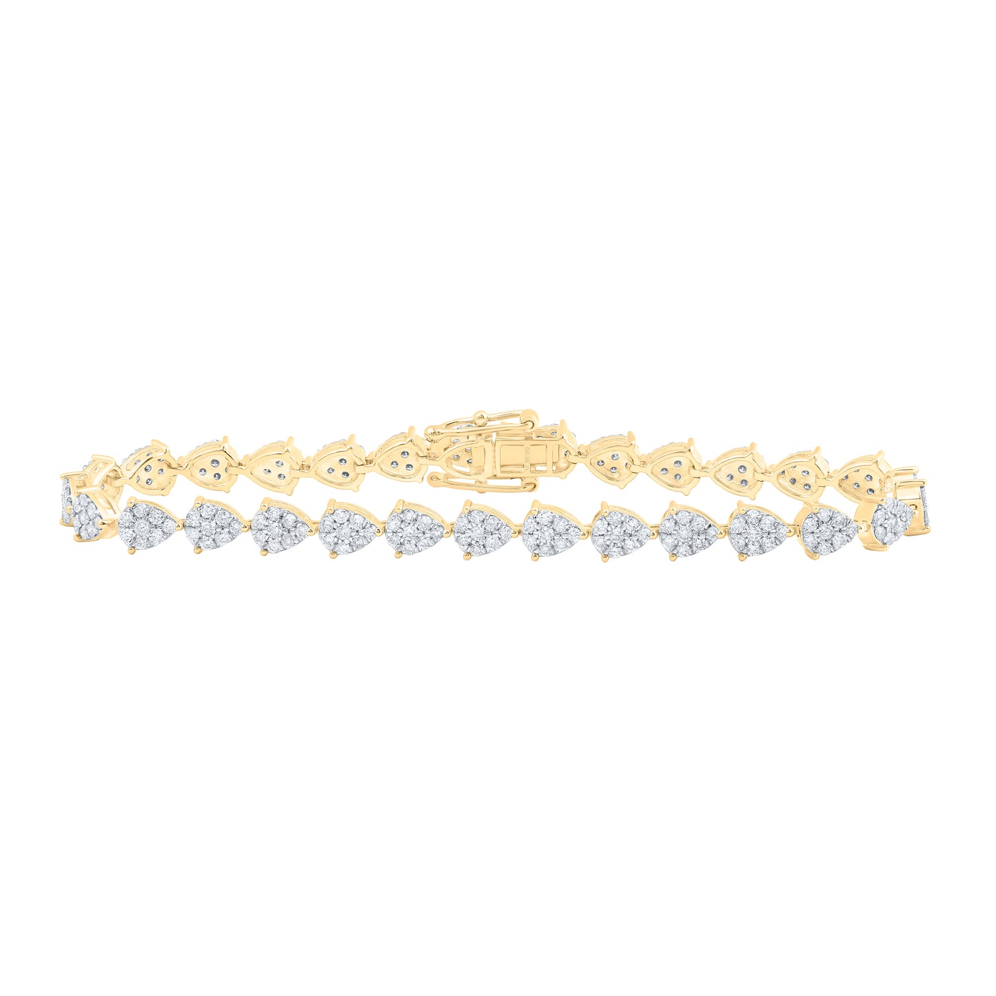 10kt Yellow Gold 2 3/8 Cttw Diamond Pear Shape Fashion Bracelet, Length: 7 Inch