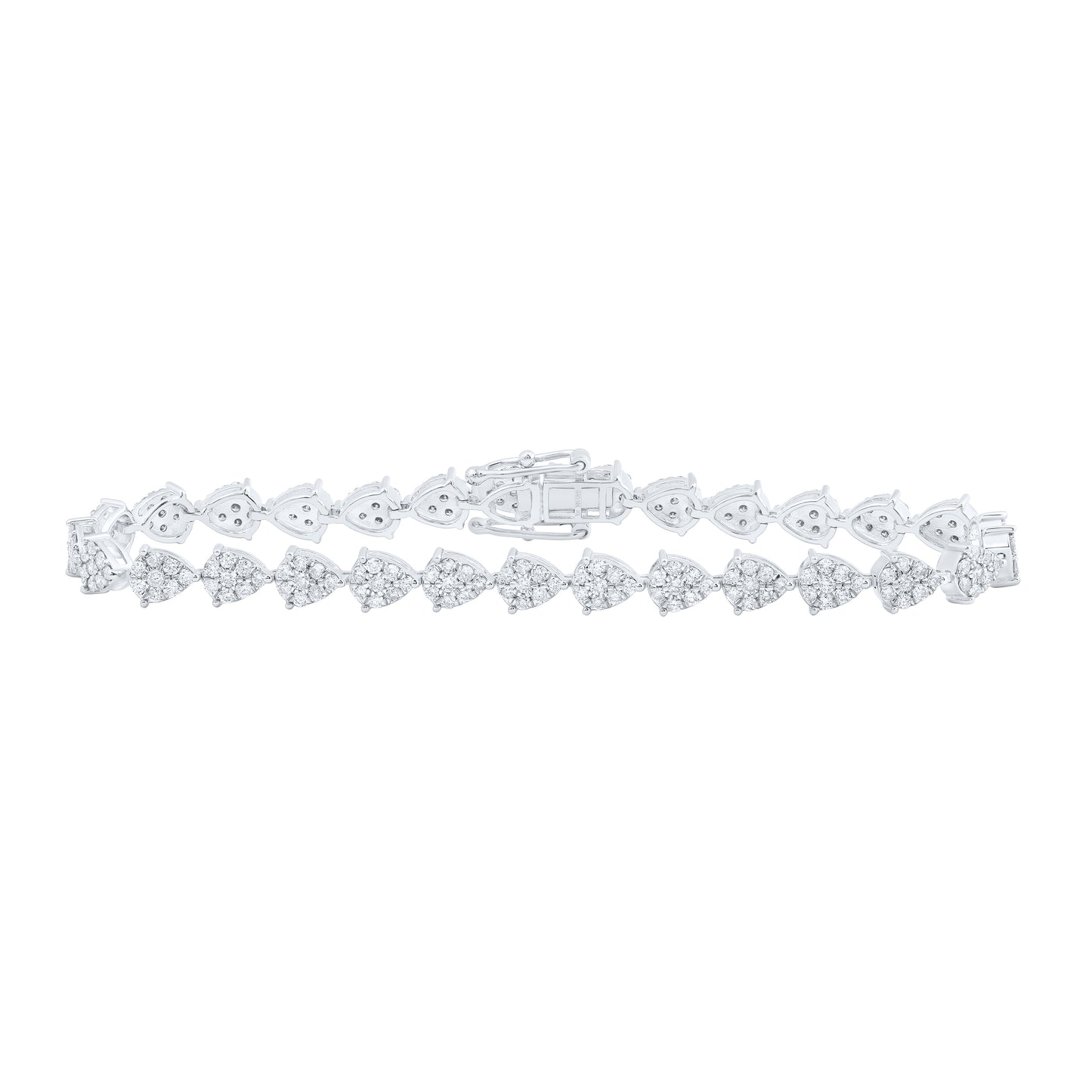 10kt White Gold 2 3/8 Cttw Diamond Pear Shape Fashion Bracelet, Length: 7 Inch