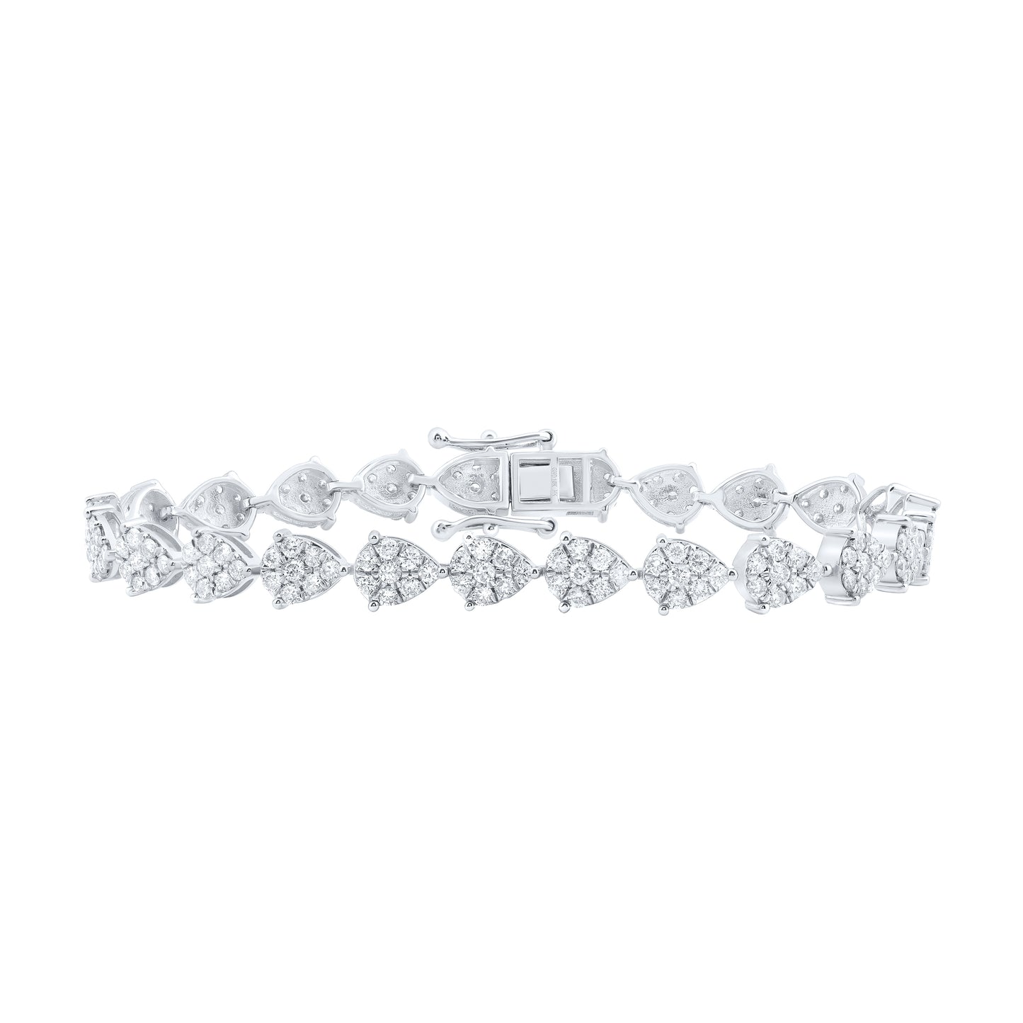 10kt White Gold 3 1/2 Cttw Diamond Pear Shape Fashion Bracelet, Length: 7 Inch