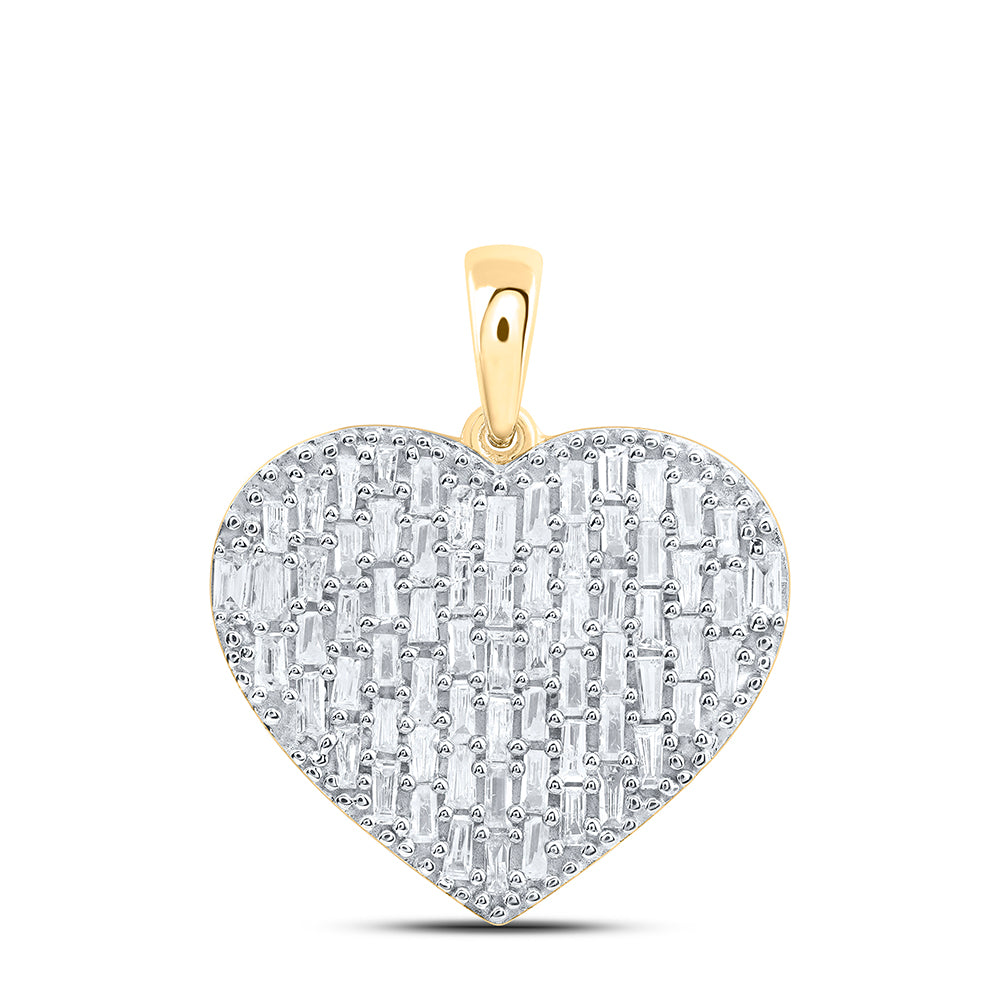 10kt Yellow Gold 5/8 Cttw Diamond Baguette Fashion Heart Pendant
