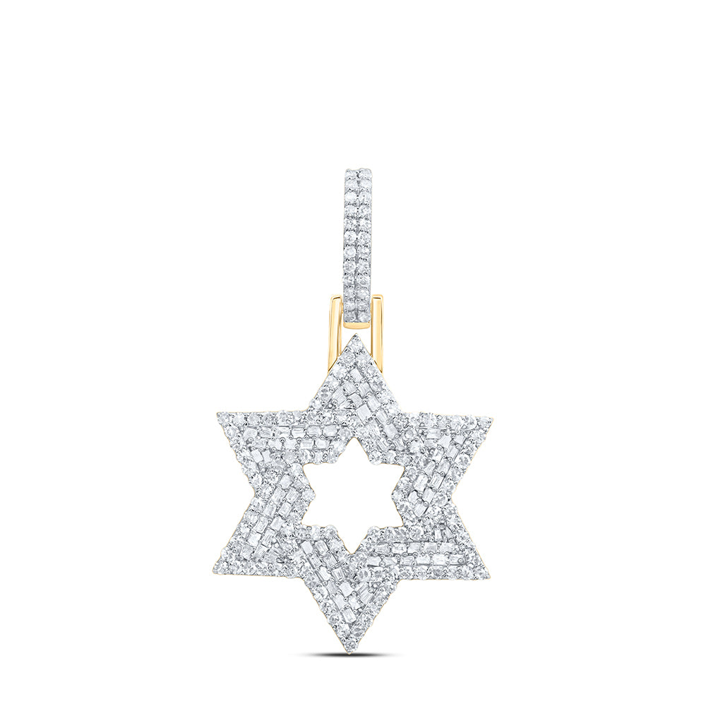 10kt Yellow Gold 1 Cttw Diamond Star Of David Men's Charm