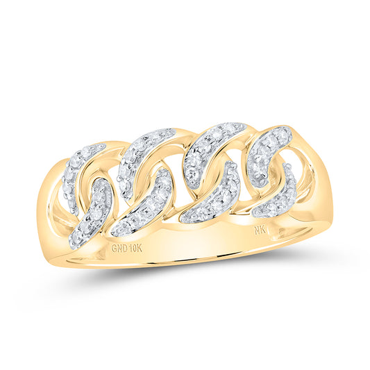 10kt Yellow Gold 1/4 Cttw Diamond Cuban Men's Band, Men Size: 8-12