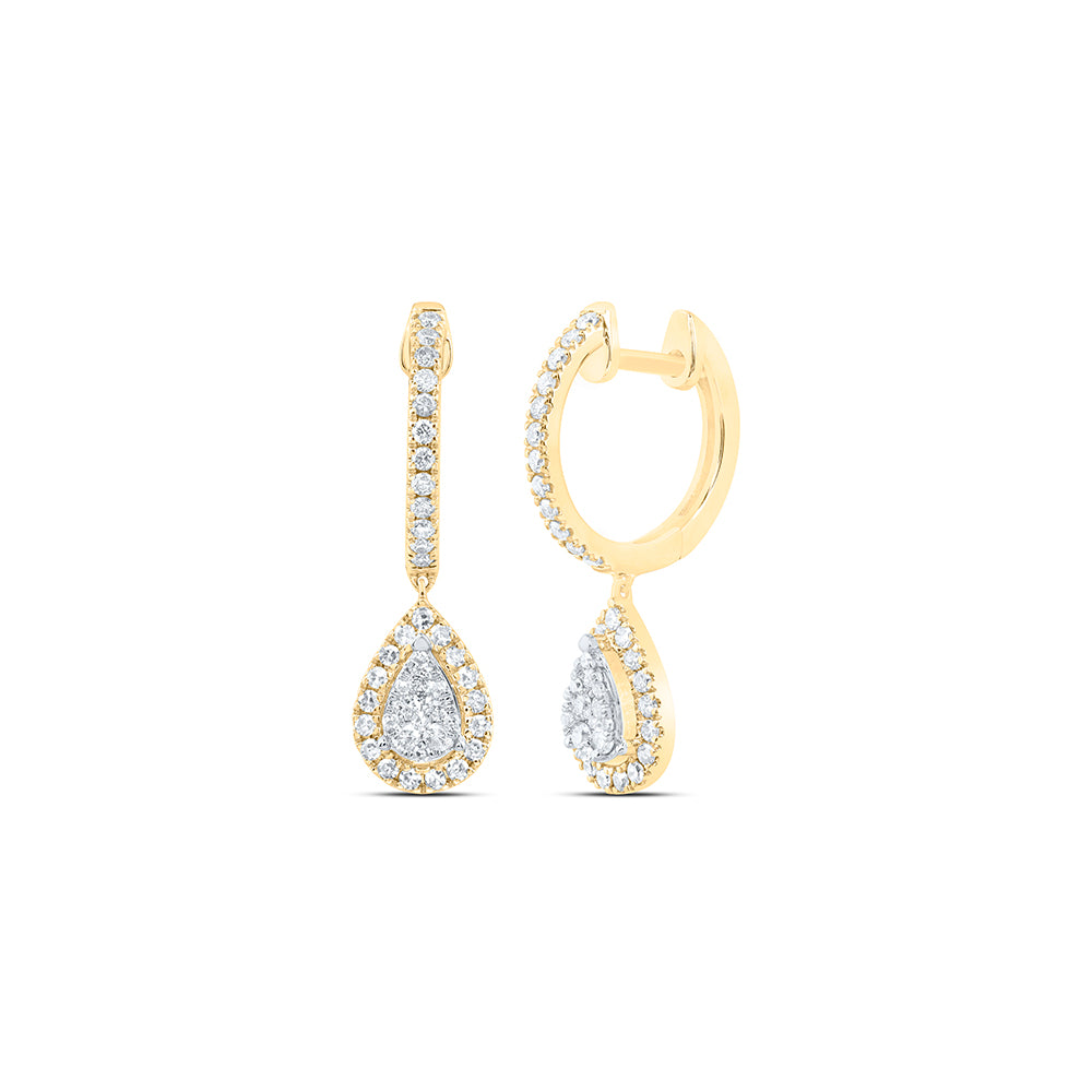 10kt Yellow Gold 1/2 Cttw Diamond Fashion Pear Hoops Earring