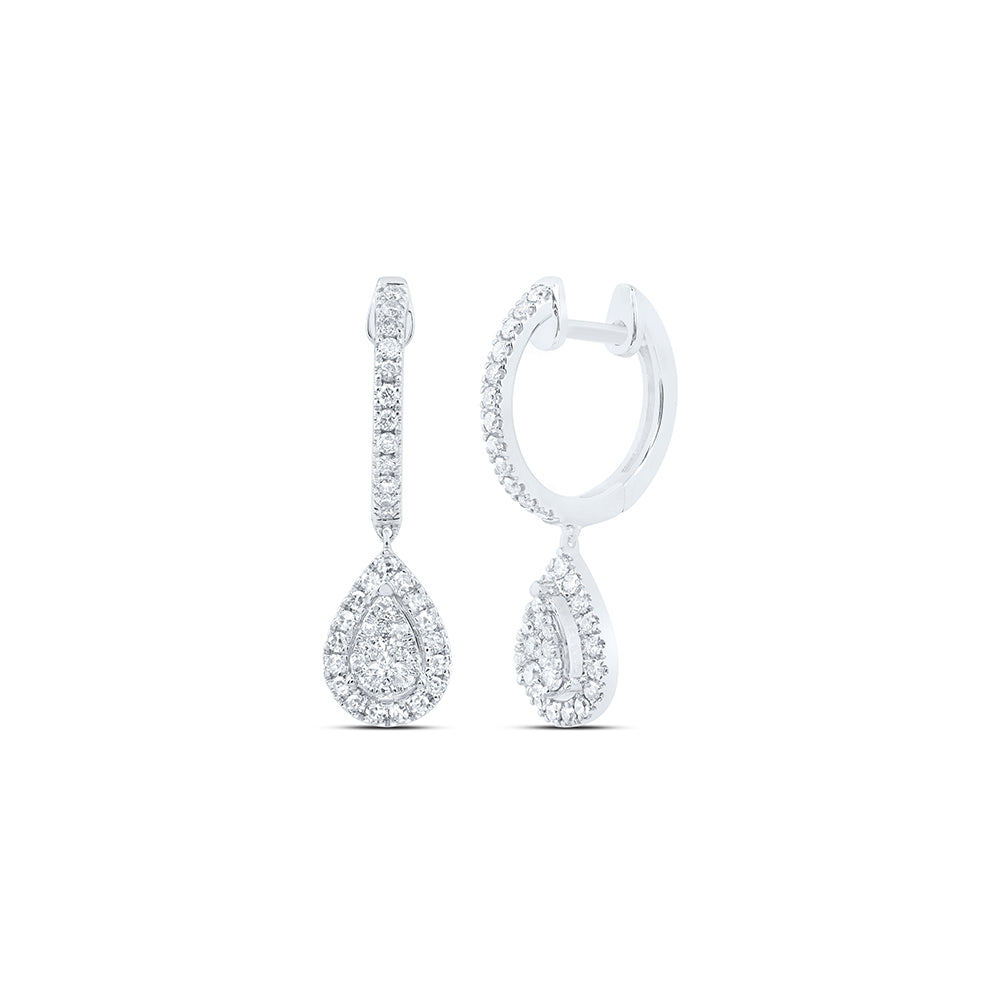 10kt White Gold 1/2 Cttw Diamond Fashion Pear Hoops Earring
