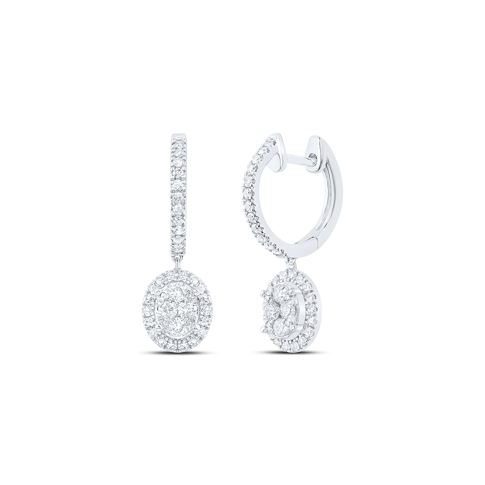 10kt White Gold 5/8 Cttw Diamond Fashion Oval Hoops Earring