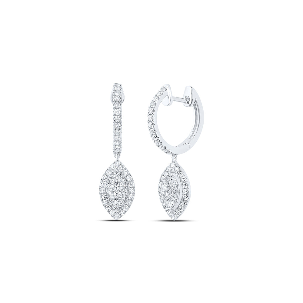 10K White Gold 5/8Ctw Natural Diamond Fashion Hoops Earring
