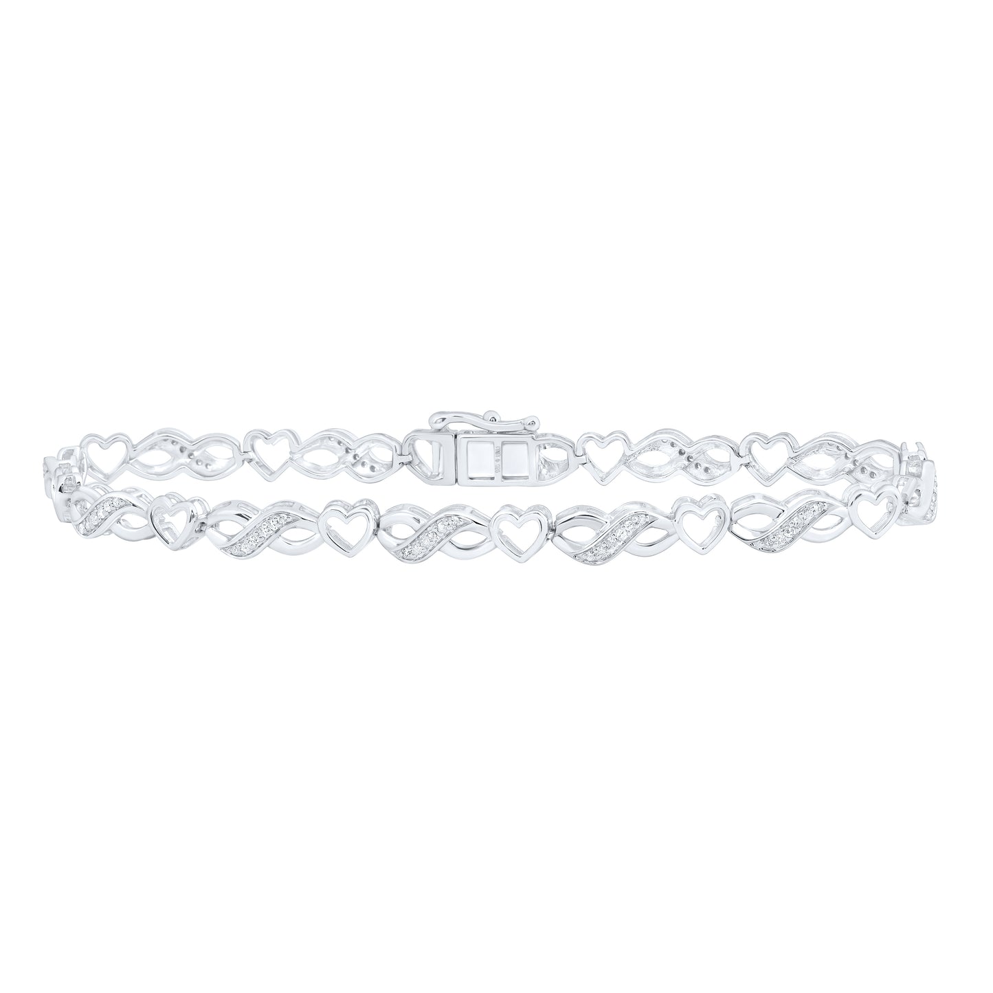 Sterling Silver 1/3 Cttw Diamond Infinity Heart Bracelet, Length: 7 Inch