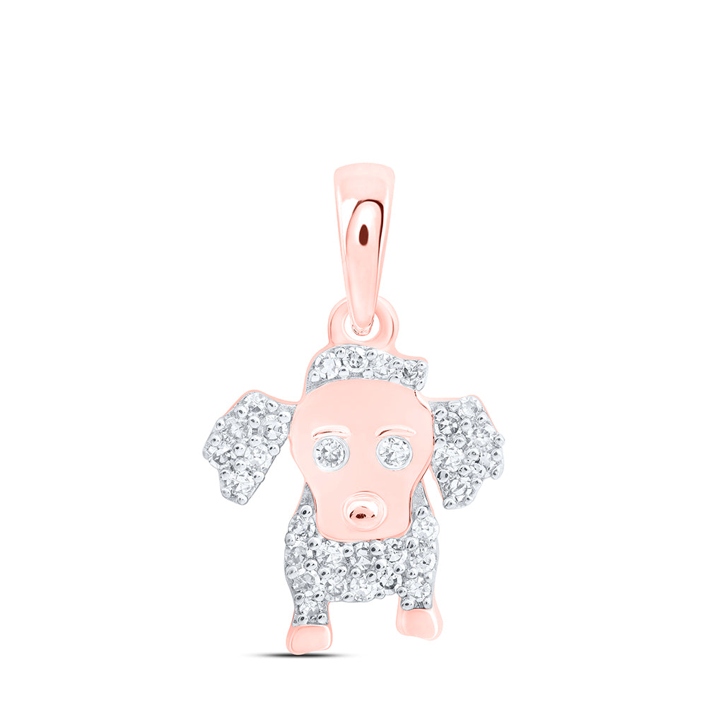 10kt White Or Rose Gold Diamond Dog Pendant