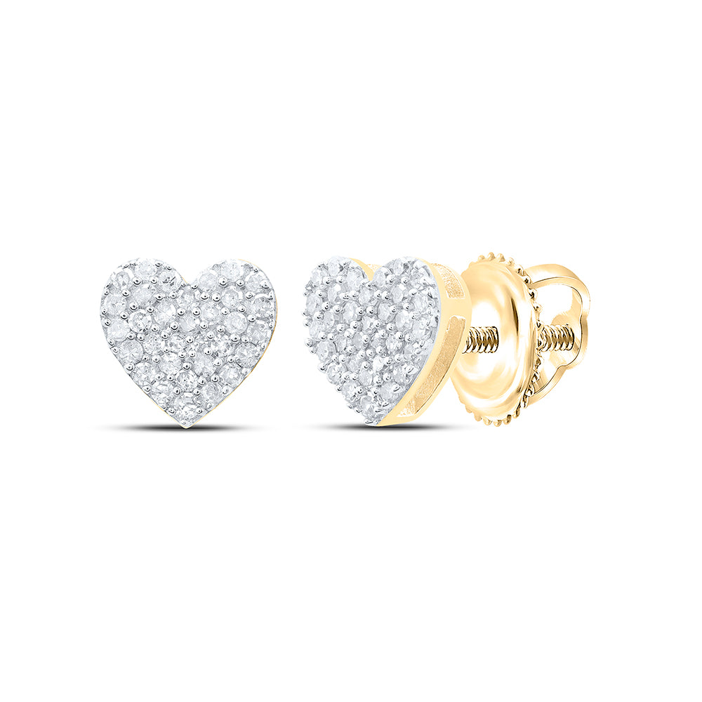 Yellow-tone Sterling 1/4 Cttw Diamond Heart Stud Earring