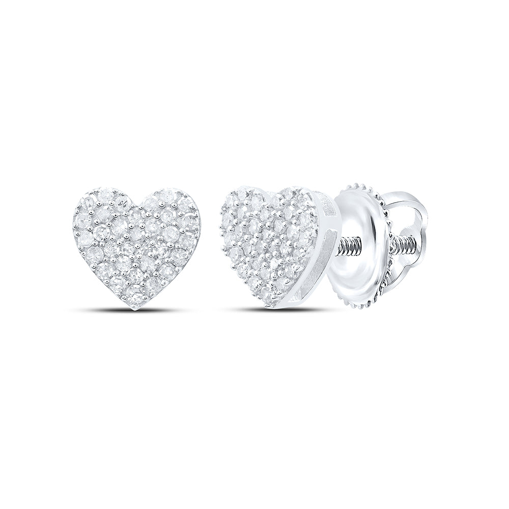 Sterling Silver 1/4 Cttw Diamond Heart Stud Earring