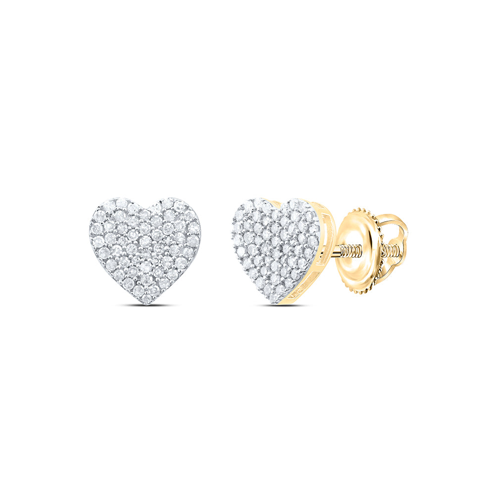 Yellow-tone Sterling 3/8 Cttw Diamond Heart Stud Earring