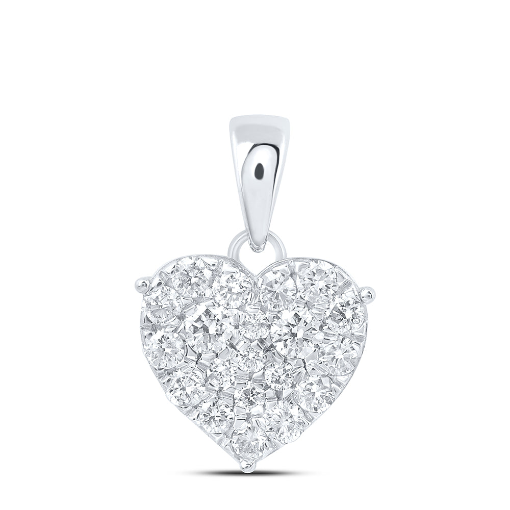 10kt White Gold 3/4 Cttw Diamond Heart Pendant