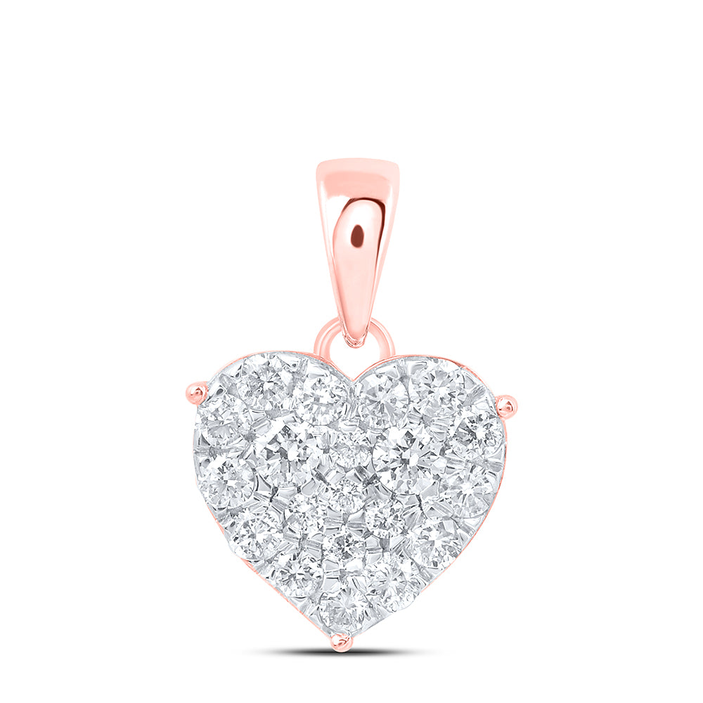 10kt Rose Gold 3/4 Cttw Diamond Heart Pendant