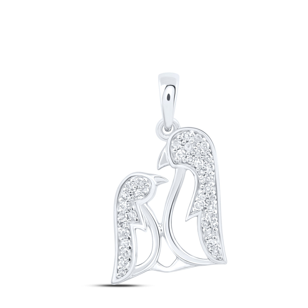 10kt White Gold 1/8 Cttw Natural Diamond Penguin Pendant